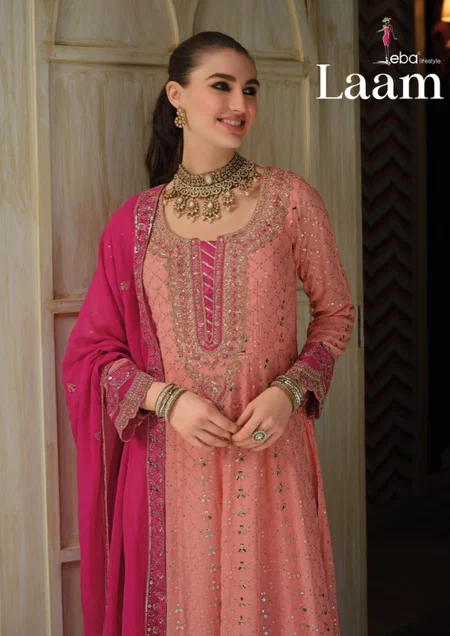 Laam By Eba Real Georgette Embroidery Gown With Dupatta
